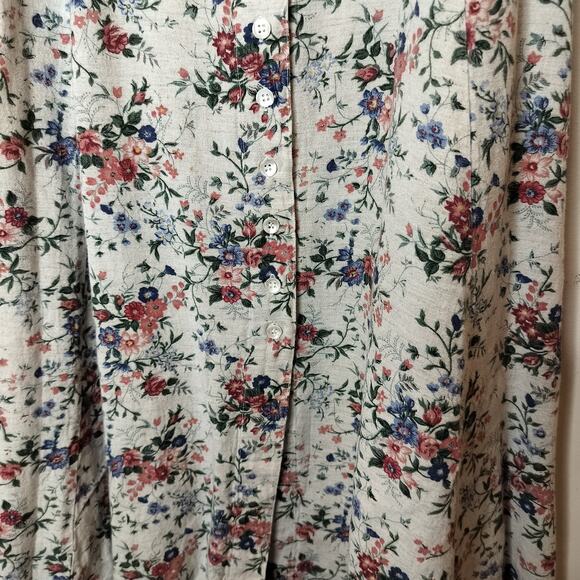 Lemon Grass Floral Maxi Skirt Button Front Elastic Waist - Picture 6 of 8